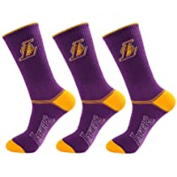 3 Pares de Calcetines de Baloncesto de élite para Hombres- Calcetines Deportivos Lakers- Calcetines de Boxeo…
